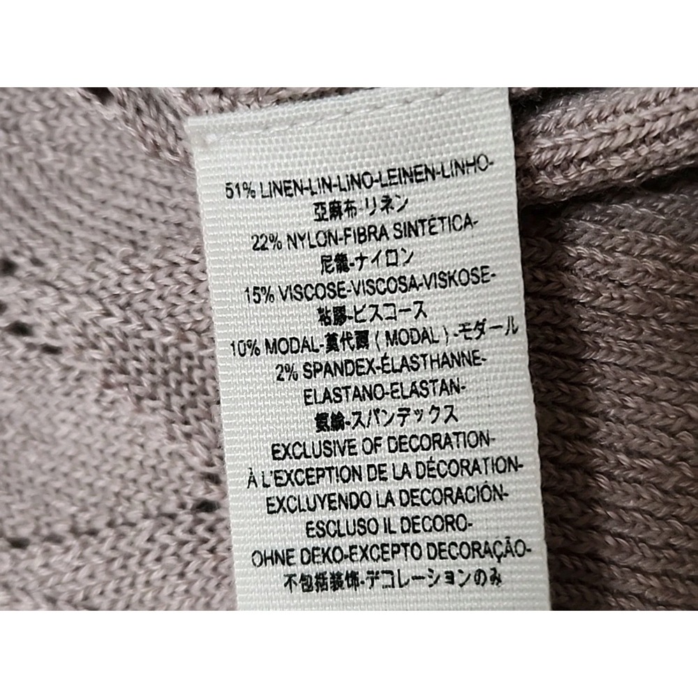 Free People Mauve Ruffles Cardigan Size S Diamond Pattern Linen Blend - Picture 6 of 16